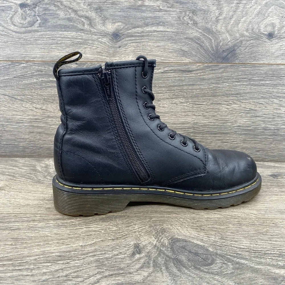 Dr Doc Martens Youth Boots Size 3 Black Ankle‎ Lace Up Side Zip
